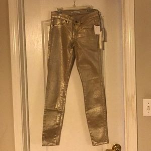 Metallic Gold Skinny Leg Jeans